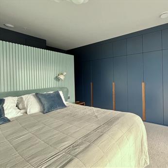 Stanton Sculpt Blue Bedroom